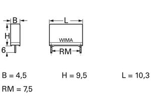 Wima MKS 4 film capacitor 0.022 µF 630 VDC 4.5x9.5x10.3