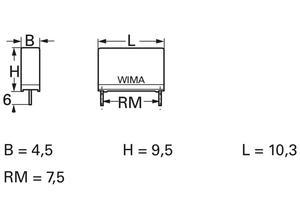 Wima MKS 4 film capacitor 0.022 µF 630 VDC 4.5x9.5x10.3