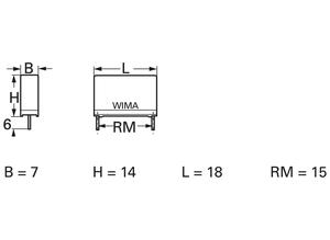 Wima MKS 4 film capacitor 0.15 µF 630 VDC 7x14x18