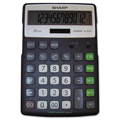 Sharp ELR297BBK EL-R297BBK Recycled Series Semi-Desk Display Calculator with Kickstand