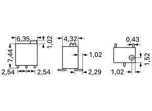 Bourns SMD Cermet trimmer potentiometer, 100 Ω (100R), 0.25 W, 6.35 mm