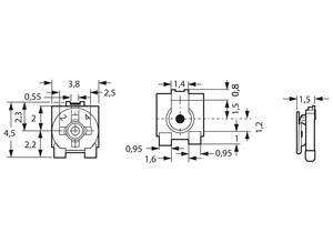 Bourns SMD Cermet trimmer potentiometer, 1 MΩ (1M0), 0.2 W, 4 mm