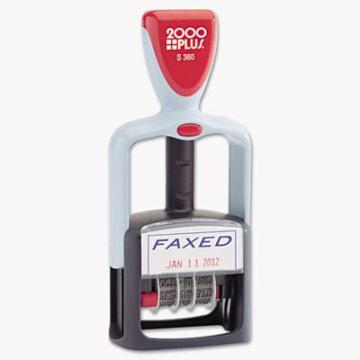 2000 PLUS Two-Color Word Dater, 1 3/4 x 1, "Faxed," Self-Inking, Blue/Red (011032)