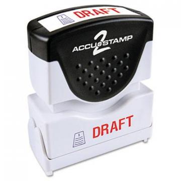 Accustamp Pre-Inked Shutter Stamp, Red/Blue, DRAFT, 1 5/8 x 1/2 (035542)
