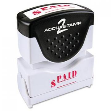 Accustamp Pre-Inked Shutter Stamp, Red, PAID, 1 5/8 x 1/2 (035578)