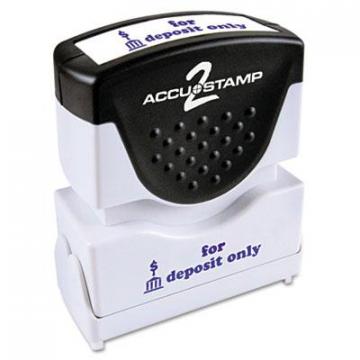 Accustamp Pre-Inked Shutter Stamp, Blue, FOR DEPOSIT ONLY, 1 5/8 x 1/2 (035601)
