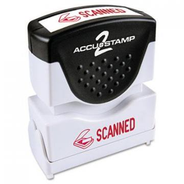 Accustamp Pre-Inked Shutter Stamp, Red, SCANNED, 1 5/8 x 1/2 (035605)