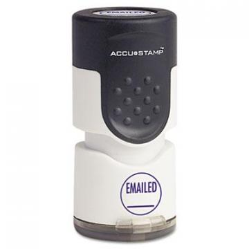 Accustamp Pre-Inked Round Stamp, EMAILED, 5/8" dia, Blue (035655)