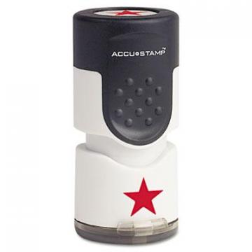 Accustamp Pre-Inked Round Stamp with Microban, Star, 5/8" dia., Red (030726)
