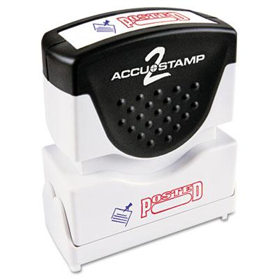 Accustamp Pre-Inked Shutter Stamp, Red/Blue, POSTED, 1 5/8 x 1/2 (035521)
