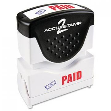 Accustamp Pre-Inked Shutter Stamp with Microban, Red/Blue, PAID, 1 5/8 x 1/2 (035535)