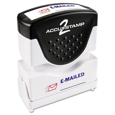 Accustamp Pre-Inked Shutter Stamp, Red/Blue, EMAILED, 1 5/8 x 1/2 (035541)