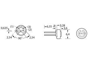 BI Technologies Cermet trimmer potentiometer, 100 Ω (100R), 0.5 W, 6.4 mm