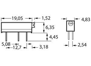 BI Technologies Cermet trimmer potentiometer, 100 kΩ (100K), 0.75 W, 19.05 mm