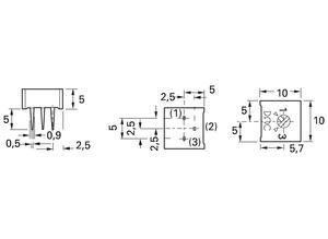 Diplohmatic Cermet trimmer potentiometer, 5 kΩ (5K0), 0.5 W, Horizontal, staggered
