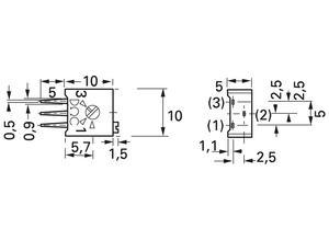 Diplohmatic Cermet trimmer potentiometer, 100 kΩ (100K), 0.5 W, Horizontal, staggered