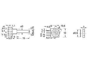 Diplohmatic Cermet trimmer potentiometer, 100 kΩ (100K), 0.5 W, 3 mm