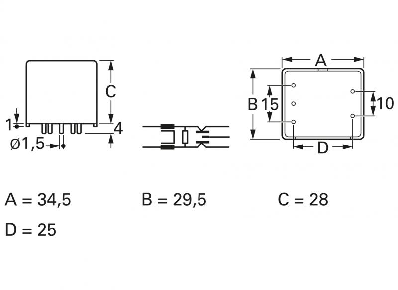 Eichhoff EMC suppressor filter, single-phase, F012, 110/250 VAC, 2 A