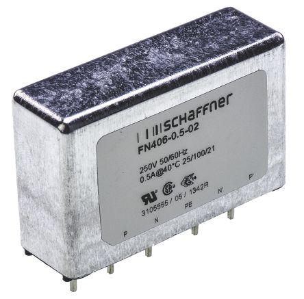 Schaffner EMC suppressor filter, single-phase, FN 406, 250 VAC, 0.5 A