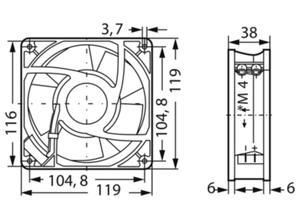 ebm-papst DC axial fan, 24 V, 119 mm, 119 mm 4184 NXH