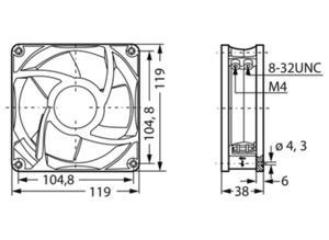 ebm-papst AC axial fan, 230 V, 119 mm, 119 mm 4550 N