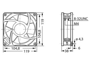 ebm-papst ebm-papst, AC axial fan, 4606N, 115 V, 119 mm, 119 mm, U/min: 3100, IP20