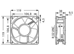 ebm-papst AC axial fan, 115 V, 119 mm, 119 mm