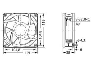 ebm-papst ebm-papst, AC axial fan, 4658N, 230 V, 119 mm, 119 mm, 54 dBA,