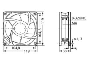 ebm-papst ebm-papst, AC axial fan, 4850N, 230 V, 119 mm, 119 mm, 32 dB