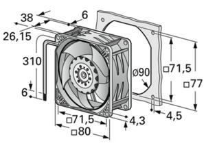 ebm-papst DC axial fan, 24 V, 80 mm, 80 mm 8214 J/2H3