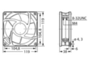ebm-papst AC axial fan, 115 V, 119 mm, 119 mm 4800 N