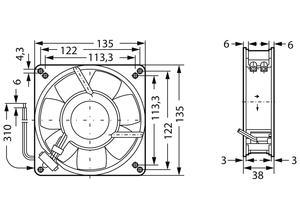 ebm-papst DC axial fan, 24 V, 135 mm, 135 mm 5114 N