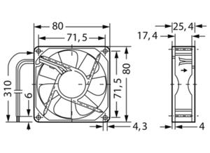 ebm-papst ebm-papst, DC axial fan, 8412NGLE, 12 V, 80 mm, 80 mm, U/min: 1500, 12 dB