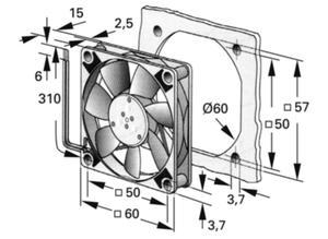 ebm-papst DC axial fan, 24 V, 60 mm, 60 mm 614 F