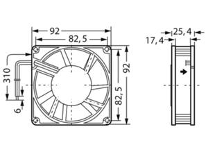 ebm-papst DC axial fan, 12 V, 92 mm, 92 mm 3412 NGLE