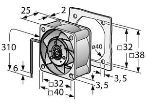 ebm-papst DC axial fan, 24 V, 40 mm, 40 mm 414 J