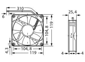 ebm-papst DC axial fan, 12 V, 119 mm, 119 mm 4412 FM