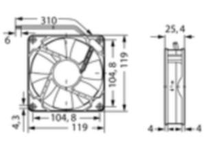 ebm-papst DC axial fan, 24 V, 119 mm, 119 mm 4414 FM