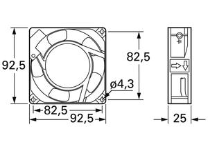 Panasonic AC axial fan, 230 V, 92 mm, 92 mm ASEN 90216