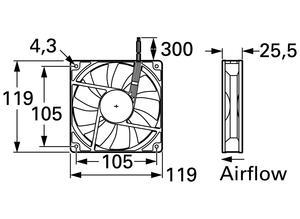 Panasonic DC axial fan, 12 V, 120 mm, 120 mm ASFN 14371