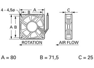 Traco DC axial fan, 24 V, 80 mm, 80 mm D08 T24 HWS