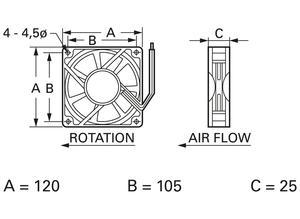 Traco DC axial fan, 12 V, 120 mm, 120 mm D12 T12 HWS