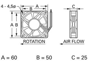 Traco DC axial fan, 24 V, 60 mm, 60 mm D06 T24 LWS