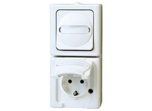 Kopp Surface-mount switch-socket outlet combination for wet rooms 130802000
