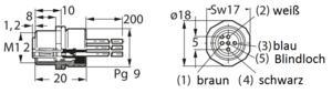Lumberg Sensor-panel-mount socket, M12 for screw-in installation, 3, CuZn, tin-plated