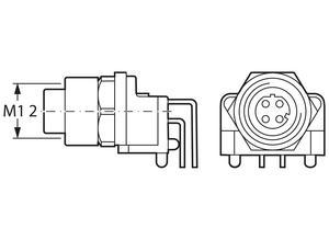 Lumberg Circular connectors, Screw locking, M12, Solder pin, angled, Female contact