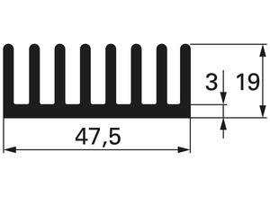 Austerlitz Profile heatsinks, Aluminium, black anodised, 47.5 mm