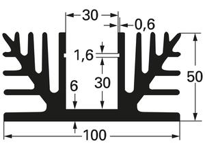 Fischer Profile heatsinks, 0.9 K/W, Aluminium, black anodised
