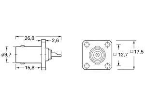 Telegärtner Coaxial panel-mounted socket with flange, BNC, 50 Ω, Straight
