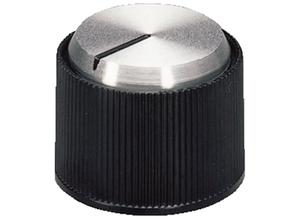OKW Rotary knob, 6 mm, Plastic, silver/black A1318260